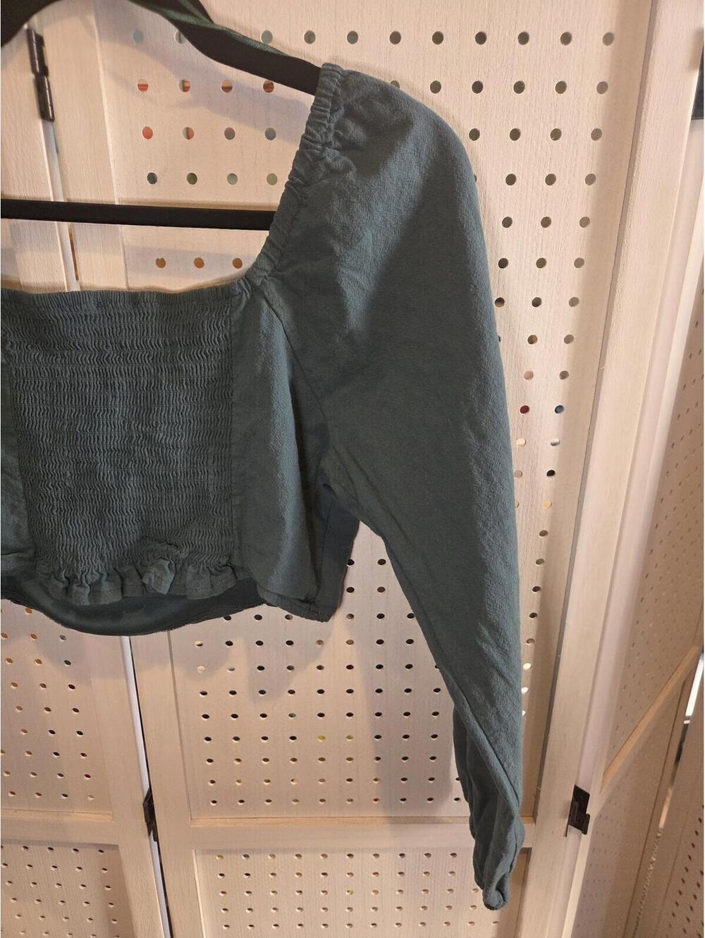 Kirious Los Angeles ( large) Green Cotton Long Sleeve Crop corset Top - Picture 9 of 9